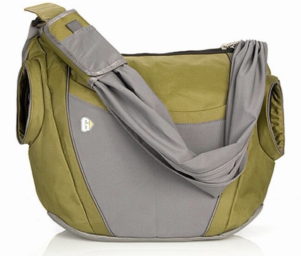 Go Gaga Messenger Diaper Bag Olive Green Gray dad's mom's baby sling purse